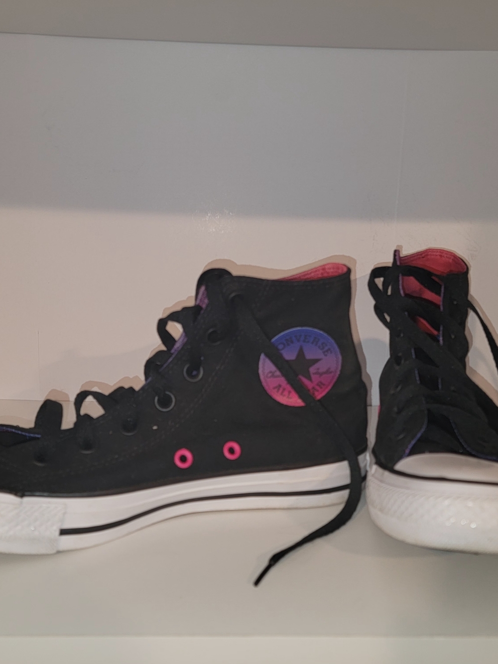 Converse Kids' High-Top Canvas Sneakers in Black with Pink Accent
